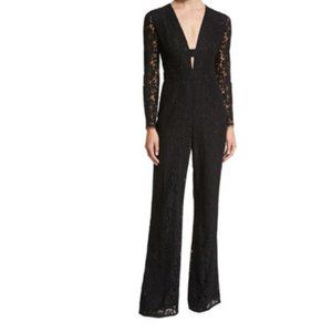Diane Von Furstenberg Kyara Long-Sleeve Lace Jumpsuit, Black